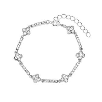 Adornia Crystal Clover Tennis Bracelet