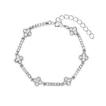 Adornia Crystal Clover Tennis Bracelet