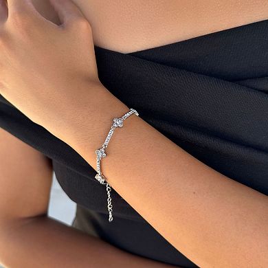 Adornia Crystal Clover Tennis Bracelet