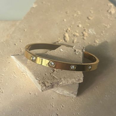 Adornia 18k Gold Plated Tarnish-Resistant Crystal Eternity Cuff Bracelet
