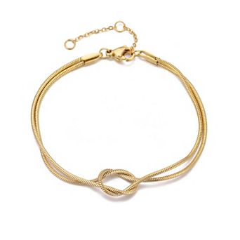 Adornia 18k Gold Plated Tarnish-Resistant Knotted Rope Chain Bracelet