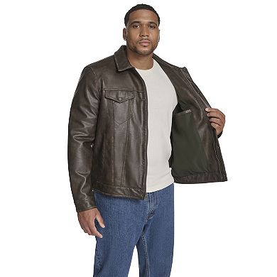 Big & Tall Levi's® Faux Leather Laydown Collar Trucker Jacket