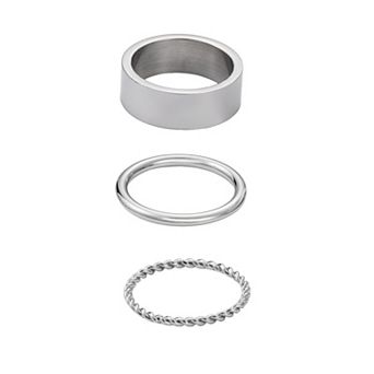 Adornia Tarnish Resistant Silver 3 pc Ring Set