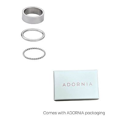 Adornia Tarnish Resistant Silver 3-Ring Set
