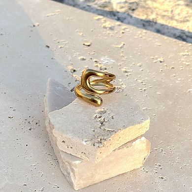 Adornia Tarnish Resistant 18k Gold Plated Open Bands Ring