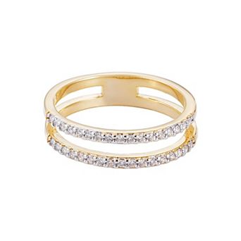 Adornia 14k Gold Plated Cubic Zirconia Double Band Ring
