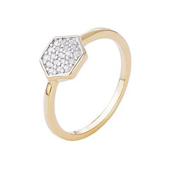 Adornia 14k Gold Plated Cubic Zirconia Mini Hexagon Ring