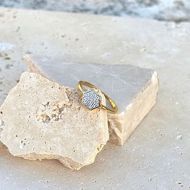 Adornia 14k Gold Plated Cubic Zirconia Mini Hexagon Ring