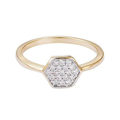 Adornia 14k Gold Plated Cubic Zirconia Mini Hexagon Ring