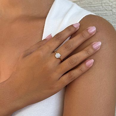 Adornia 14k Gold Plated Cubic Zirconia Mini Hexagon Ring