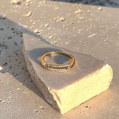 Adornia 14k Gold Plated Cubic Zirconia Link Ring