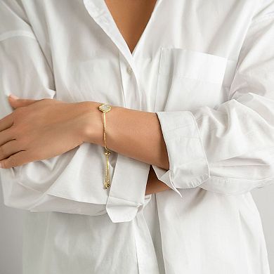 Adornia Adjustable Bolo Mother of Pearl Flower Bracelet