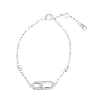 Adornia Silver Tone Adjustable Cubic Zirconia Dancing Stone Bracelet