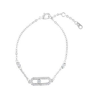 Adornia Silver Tone Adjustable Cubic Zirconia Dancing Stone Bracelet