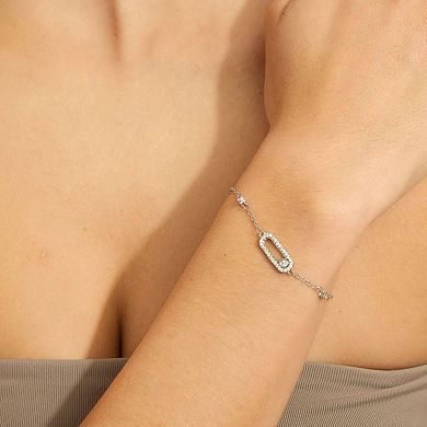 Adornia Silver Tone Adjustable Cubic Zirconia Dancing Stone Bracelet