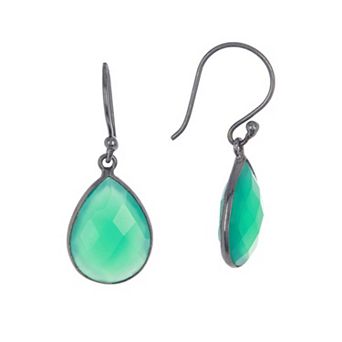 Adornia Silver Tone Green Onyx Pear Drop Earrings