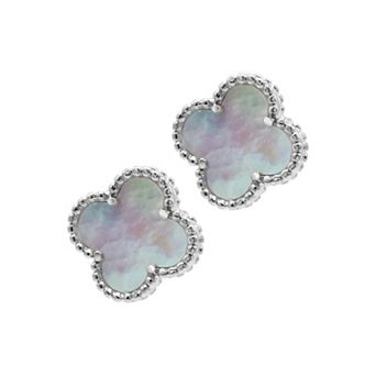 Adornia Silver Tone Mother-of-Pearl Flower Stud Earrings