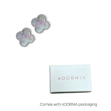 Adornia Silver Tone Mother-of-Pearl Flower Stud Earrings