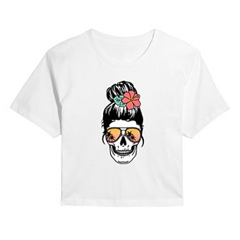 Juniors' Beach Skull Cropped Tee