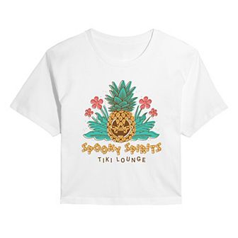 Juniors' Spooky Spirits Tiki Lounge Cropped Tee