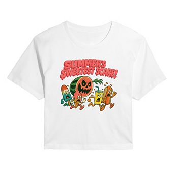 Juniors' Summer's Sweetest Scare! Cropped Tee