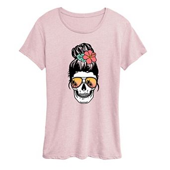 Women's Beach Skull Bun Graphic Tee