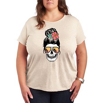 Plus Size Beach Skull Graphic Tee