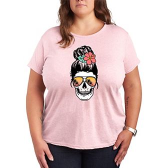 Plus Size Beach Skull Graphic Tee