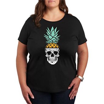 Plus Size Pineapple Skull Graphic Tee