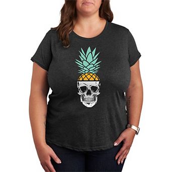 Plus Size Pineapple Skull Graphic Tee