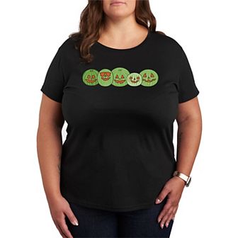 Plus Size Watermelon Jack 'O' Lanterns Graphic Tee