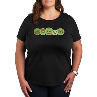 Plus Size Watermelon Jack 'O' Lanterns Graphic Tee