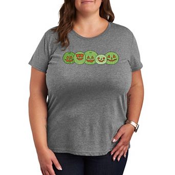 Plus Size Watermelon Jack 'O' Lanterns Graphic Tee