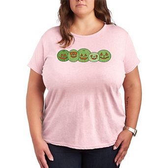 Plus Size Watermelon Jack 'O' Lanterns Graphic Tee