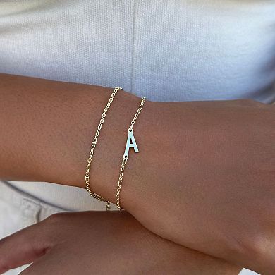 Adornia 14k Gold Plated 2-pc. Initial Bracelet Set