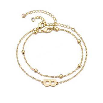 Adornia 14k Gold Plated 2 pc Initial Bracelet Set