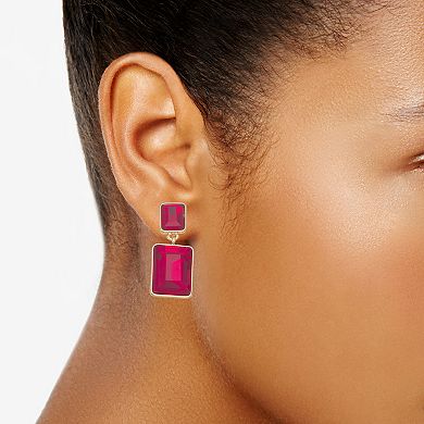Nine West Gold-Tone Simulated Gemstone Dangle Earrings
