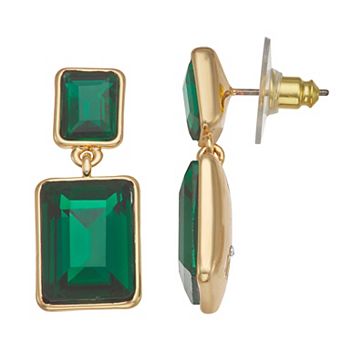 Nine West Gold-Tone Simulated Gemstone Dangle Earrings