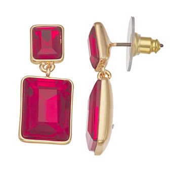 Nine West Gold-Tone Simulated Gemstone Dangle Earrings