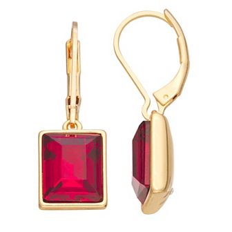 Nine West Gold-Tone Simulated Gemstone Leverback Earrings