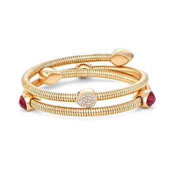 Nine West Gold Tone Simulated Gemstone Coil Bracelet