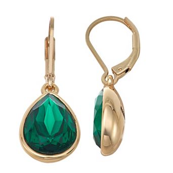 Nine West Gold-Tone Simulated Gemstone Teardrop Dangle Earrings