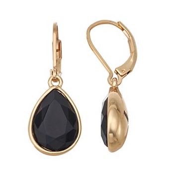 Nine West Gold-Tone Simulated Gemstone Teardrop Dangle Earrings