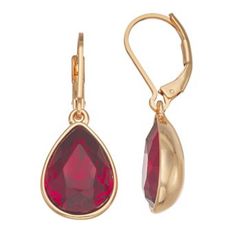 Nine West Gold-Tone Simulated Gemstone Teardrop Dangle Earrings