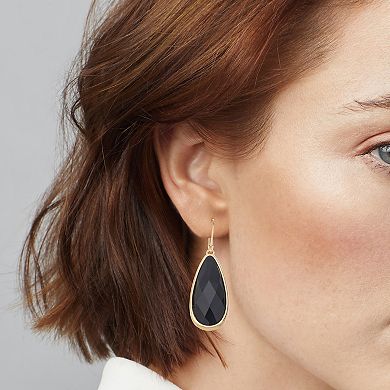 Nine West Gold-Tone Simulated Gemstone Teardrop Leverback Earrings