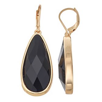 Nine West Gold-Tone Simulated Gemstone Teardrop Leverback Earrings