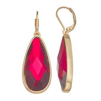 Nine West Gold-Tone Simulated Gemstone Teardrop Leverback Earrings