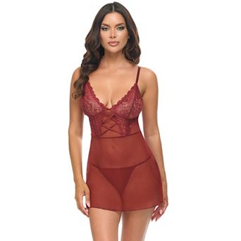 Women's Oh La La Cheri Lace Babydoll Lingerie Set 71-12092