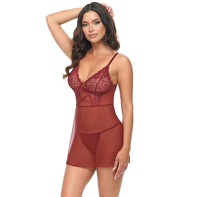 Women's Oh La La Cheri Lace Babydoll Lingerie Set 71-12092