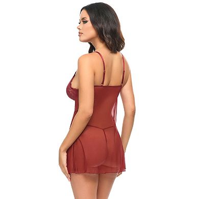 Women's Oh La La Cheri Lace Babydoll Lingerie Set 71-12092